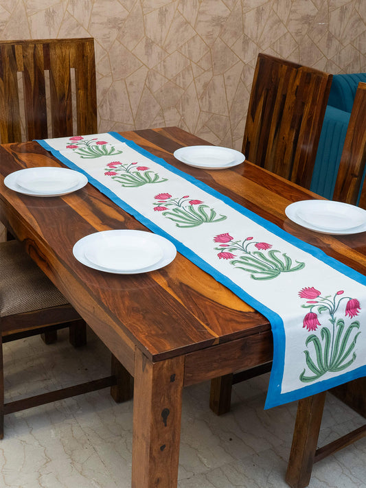 Hand Block Printed Canvas Table Runner – 13x72 inches