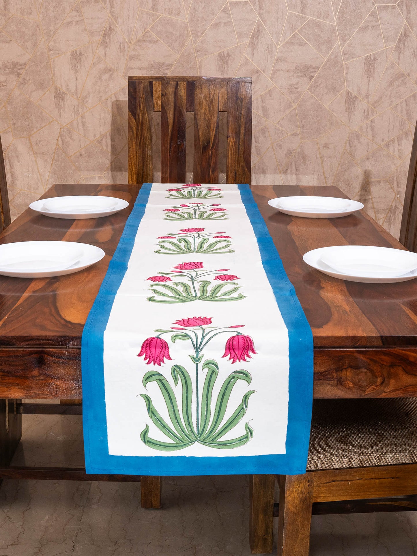 Hand Block Printed Canvas Table Runner – 13x72 inches