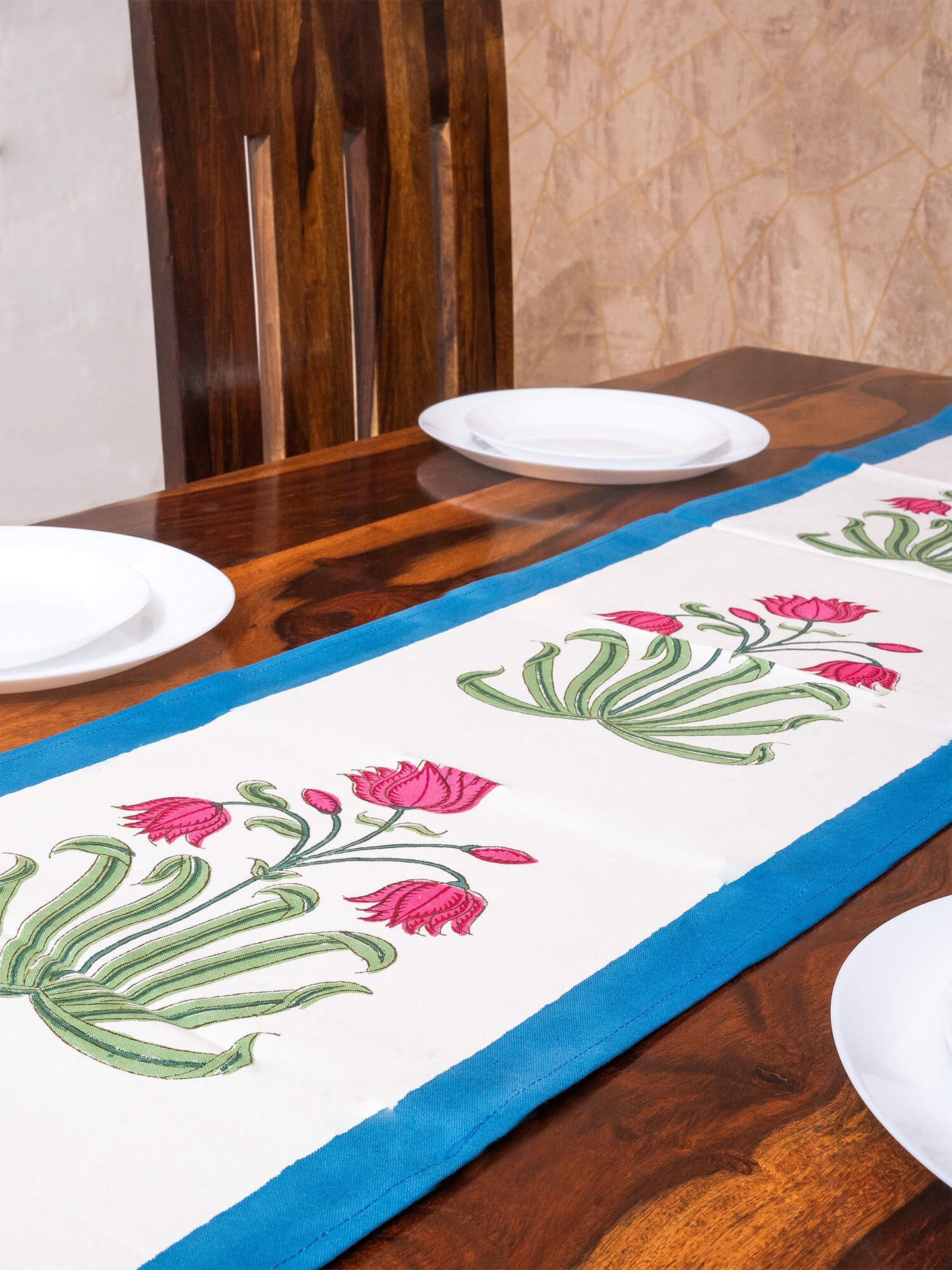 Hand Block Printed Canvas Table Runner – 13x72 inches