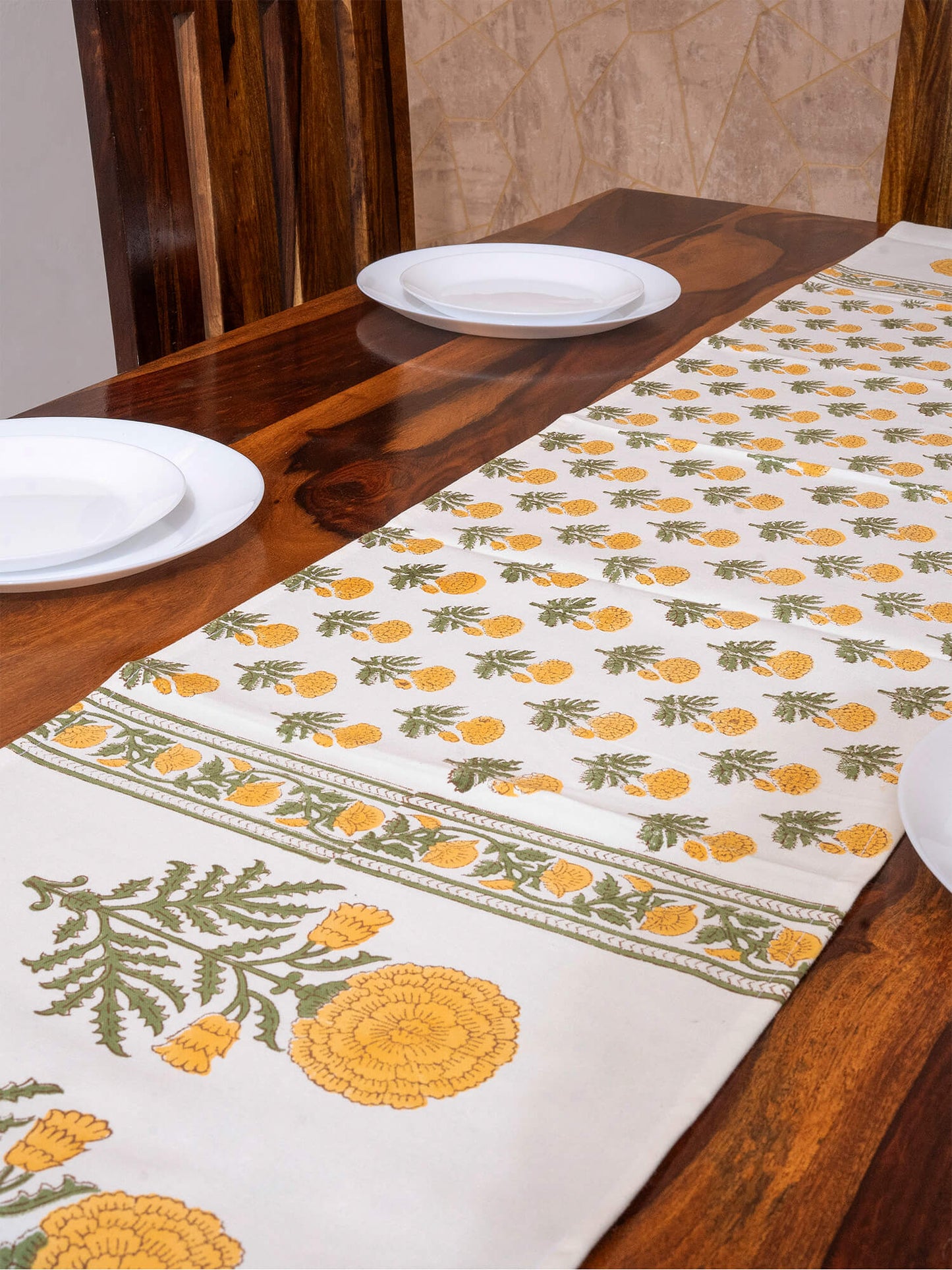 Hand Block Printed Canvas Table Runner – 13x72 inches