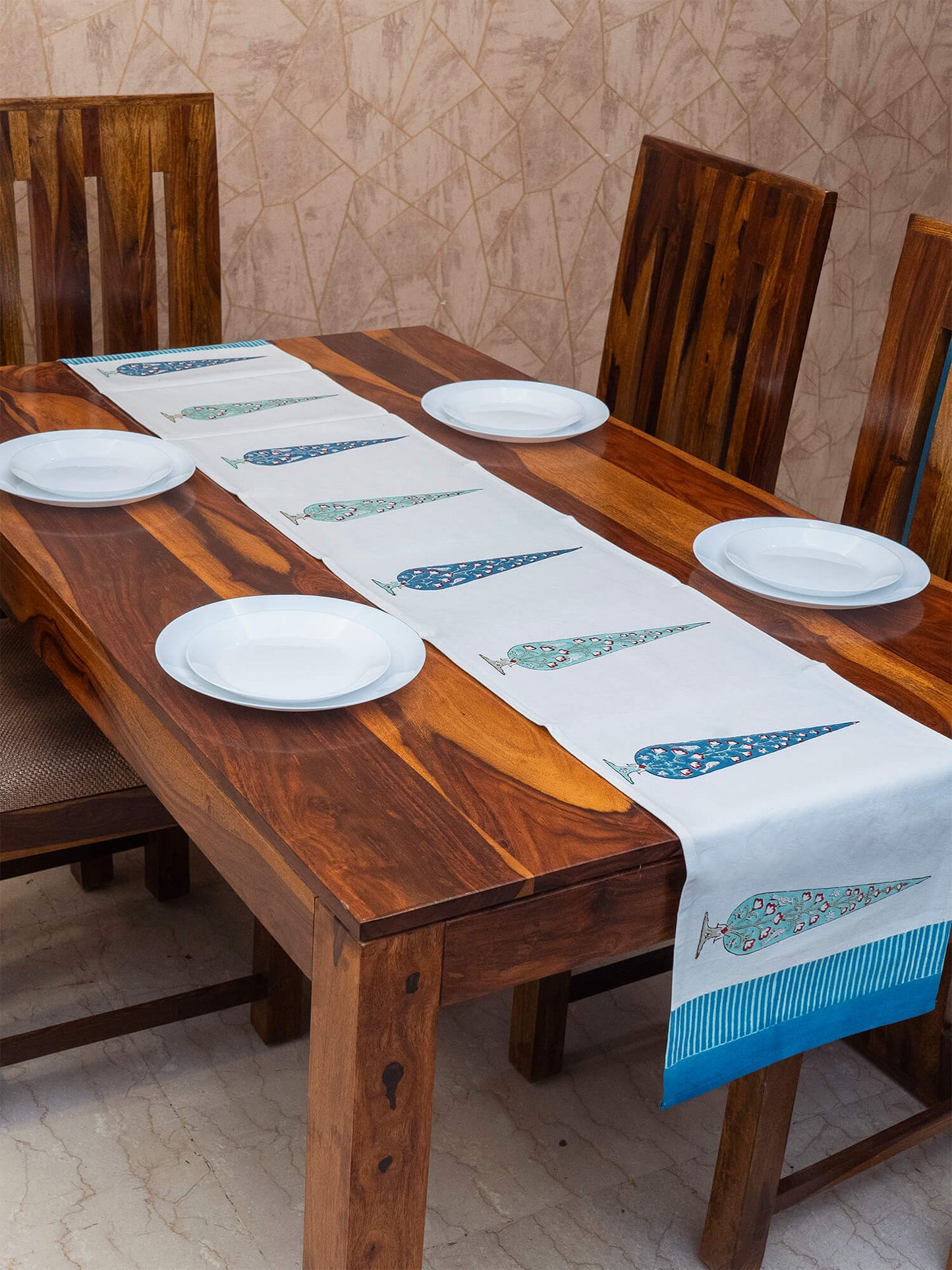 Hand Block Printed Canvas Table Runner – 13x72 inches