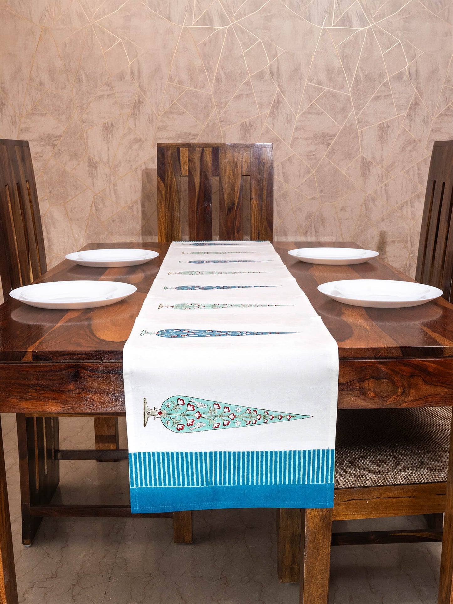 Hand Block Printed Canvas Table Runner – 13x72 inches