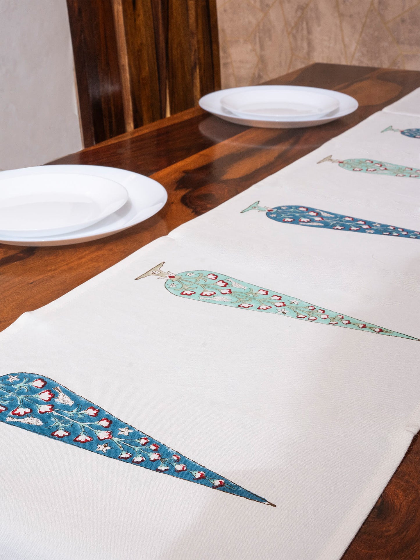 Hand Block Printed Canvas Table Runner – 13x72 inches