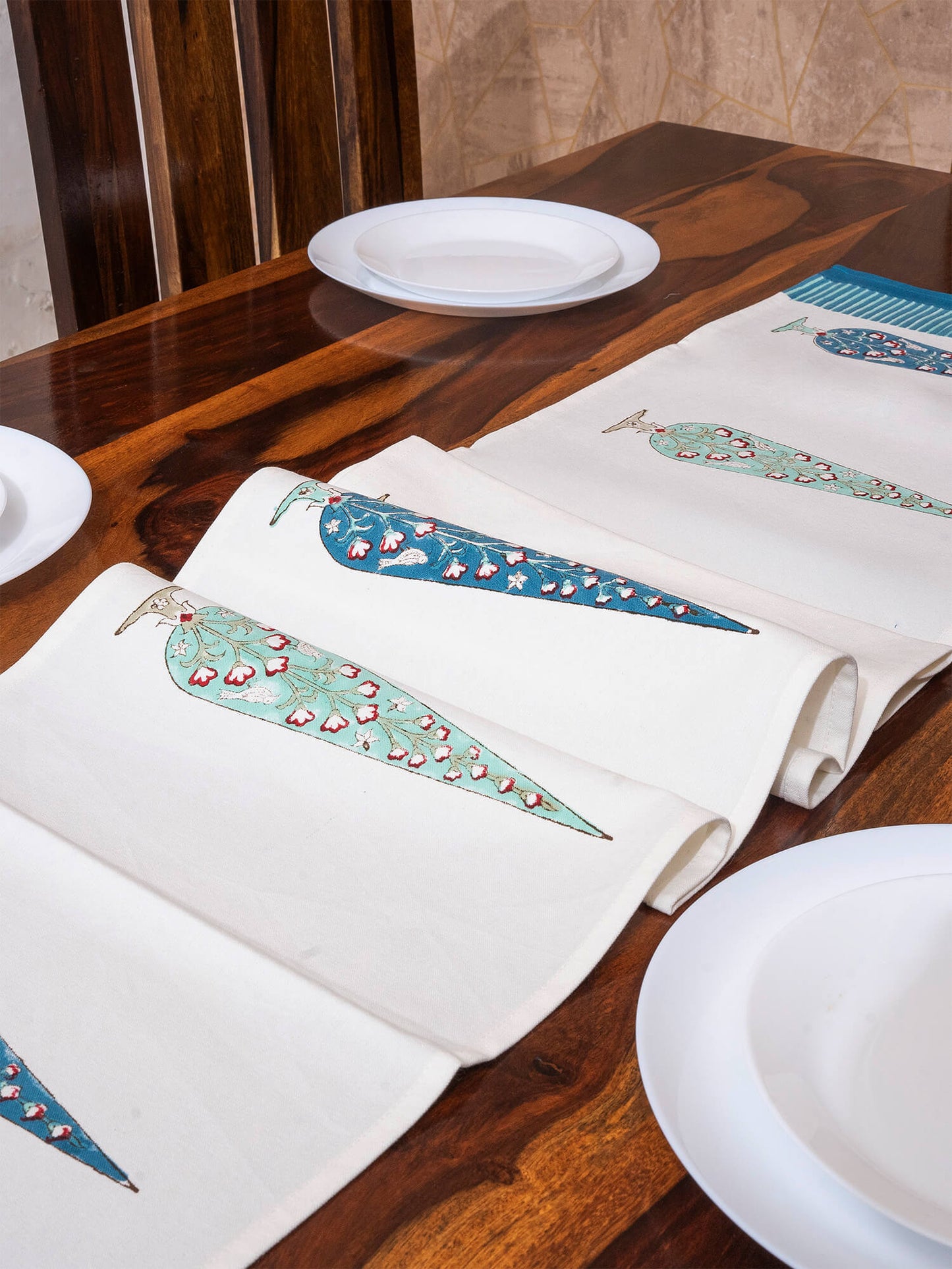 Hand Block Printed Canvas Table Runner – 13x72 inches