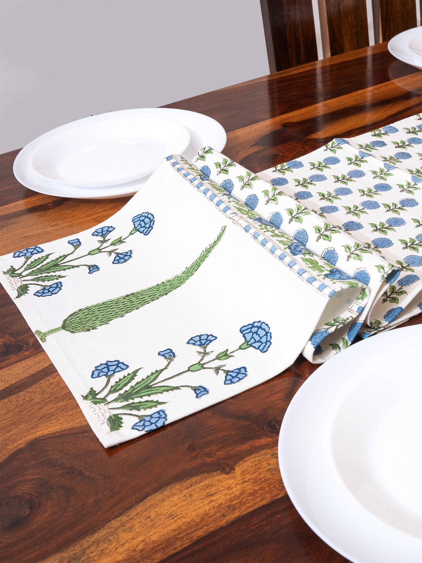 Hand Block Printed Canvas Table Runner – 13x72 inches