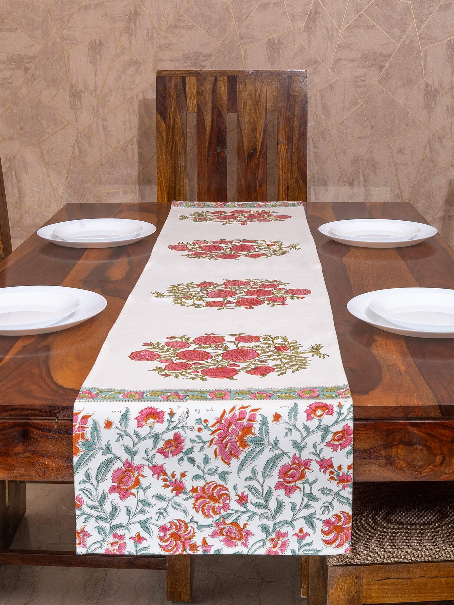 Hand Block Printed Canvas Table Runner – 13x72 inches