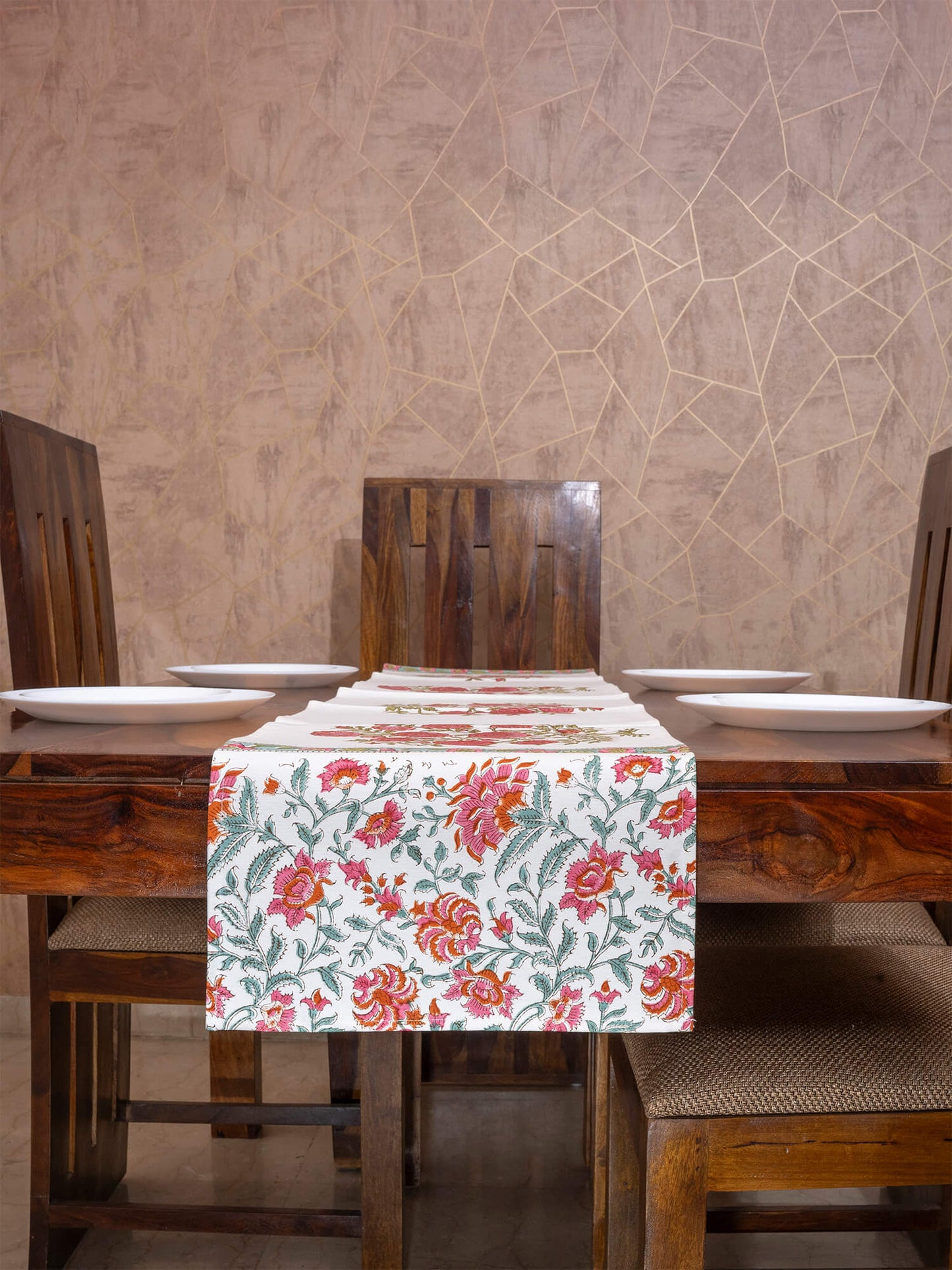 Hand Block Printed Canvas Table Runner – 13x72 inches