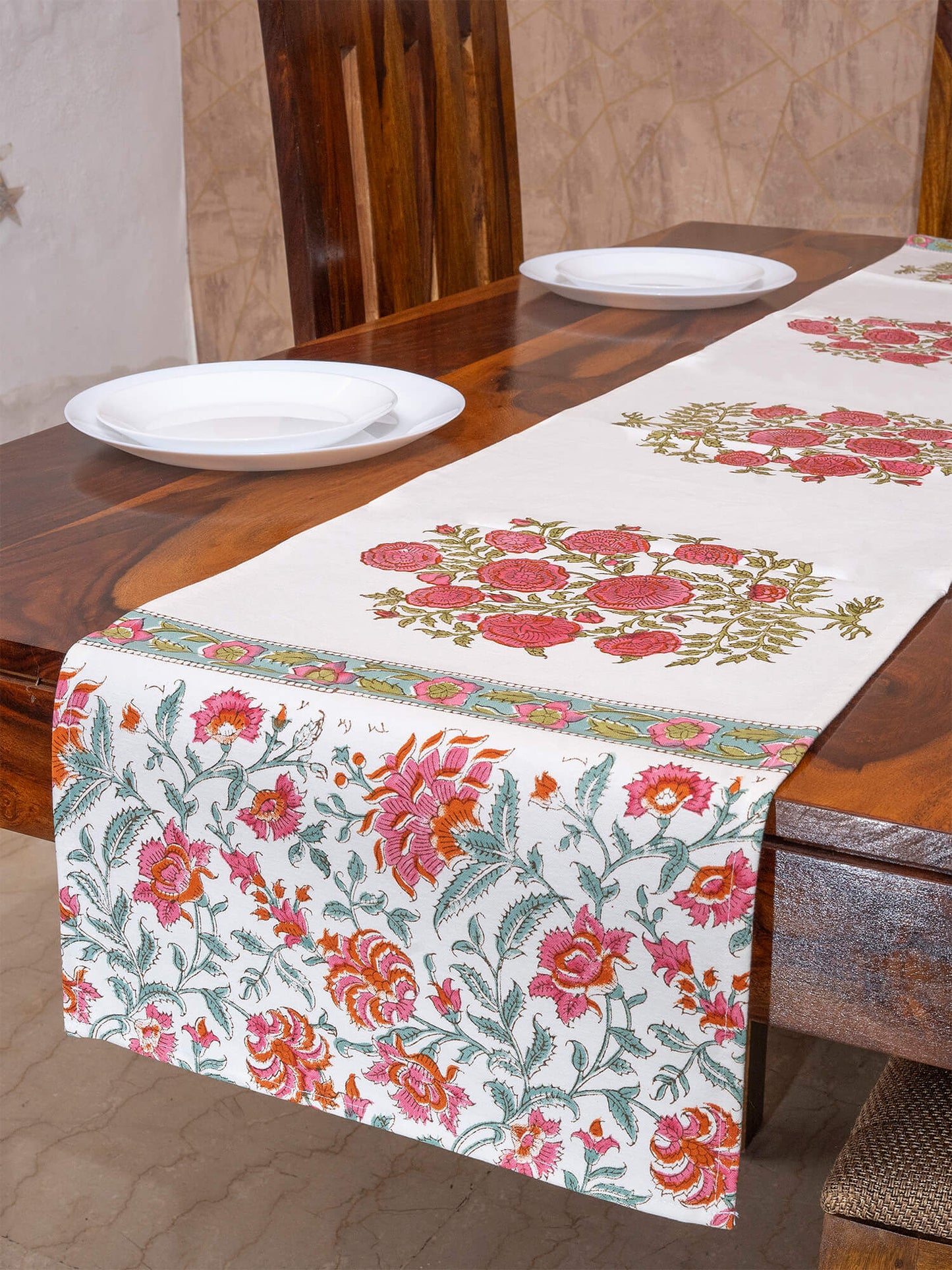 Hand Block Printed Canvas Table Runner – 13x72 inches