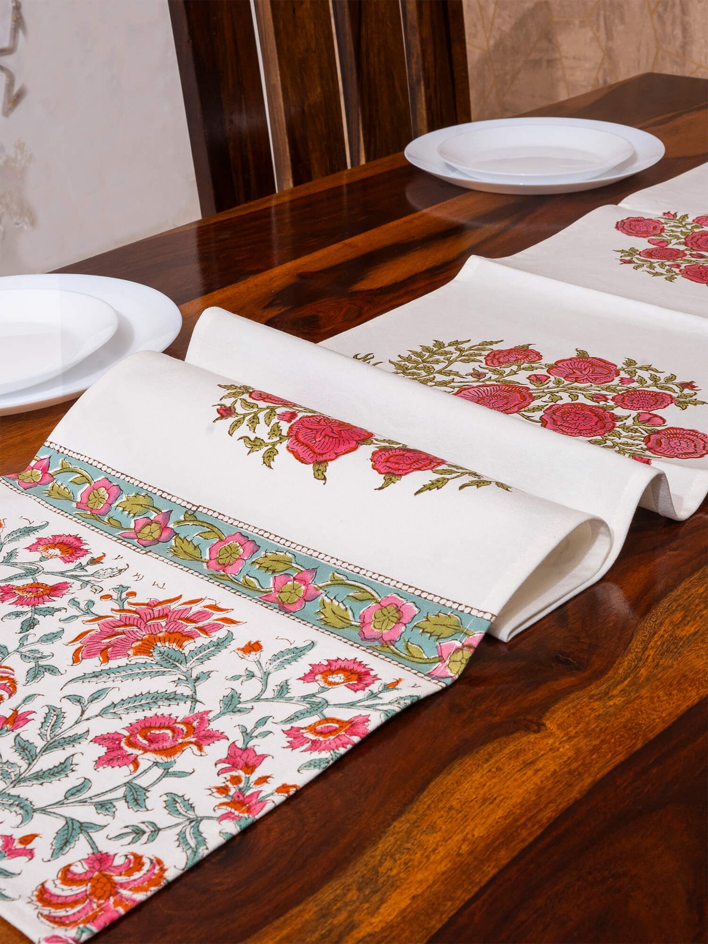 Hand Block Printed Canvas Table Runner – 13x72 inches