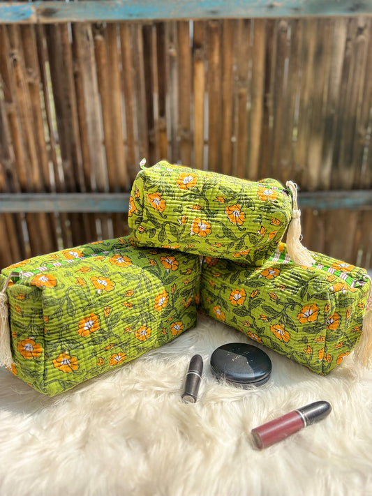 Hand Block Printed Quilted Multiutility Pouch Set – Pack of 3