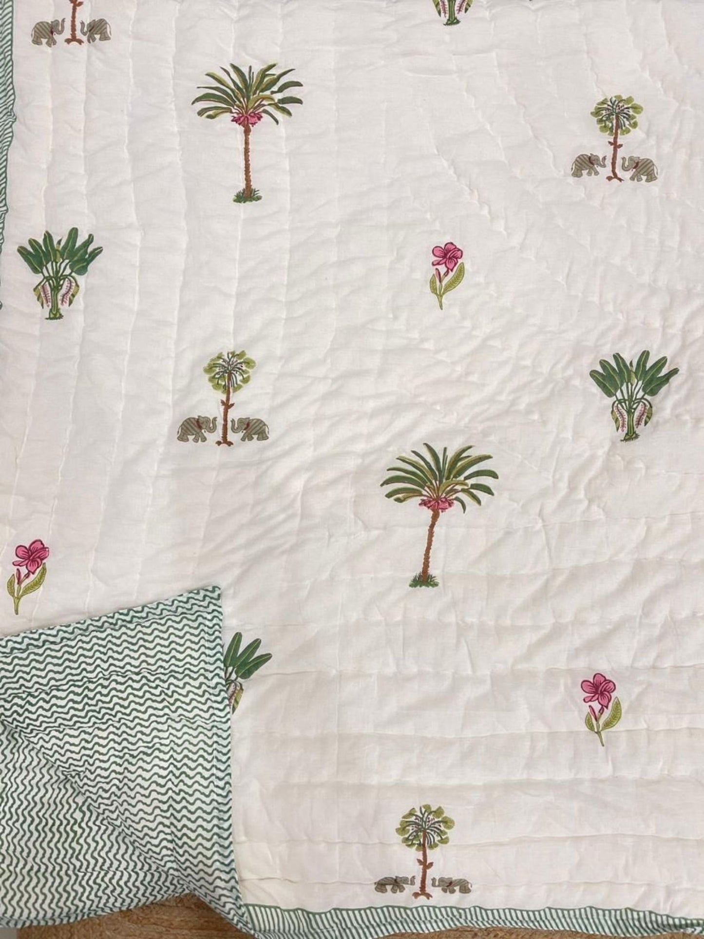 Shikar Bagh Collection -Handblock Printed Reversible Mulmul Cotton Quilt - Set of 2 Single Quilt (60 x 90 inch)