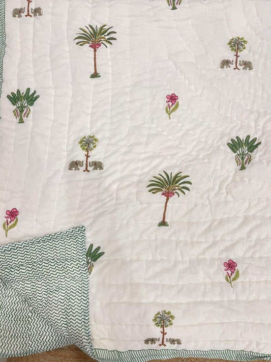 Shikar Bagh Collection -Handblock Printed Reversible Mulmul Cotton Quilt - Set of 2 Single Quilt (60 x 90 inch)