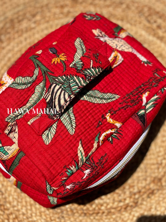 Handblock Quilted Vanity Bag – Travel-Friendly Organizer