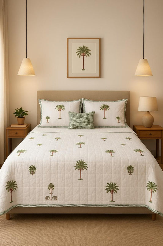 Shikar Bagh Collection - Matching Double Bed Quilt & Bedsheet Set