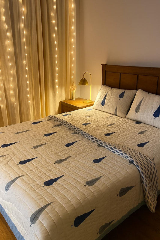 Neel Bagh Collection - Matching Double Bed Quilt & Bedsheet Set