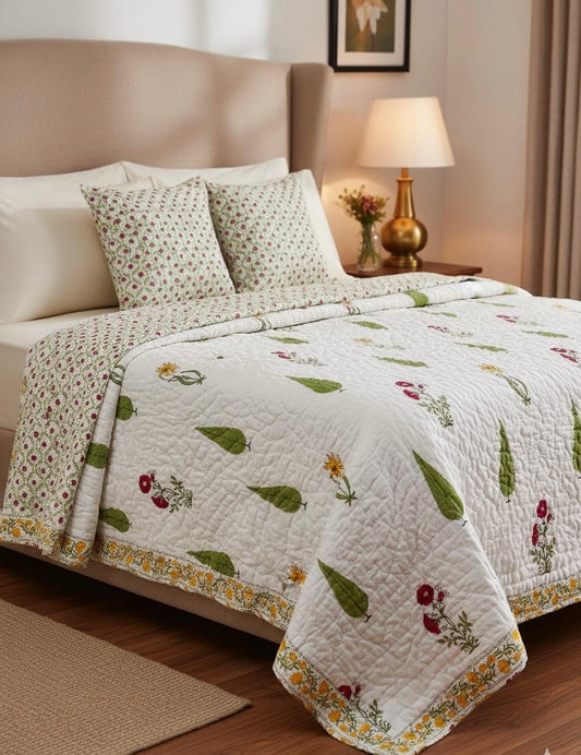 Sultan Bagh Collection - Matching Double Bed Quilt & Bedsheet Set