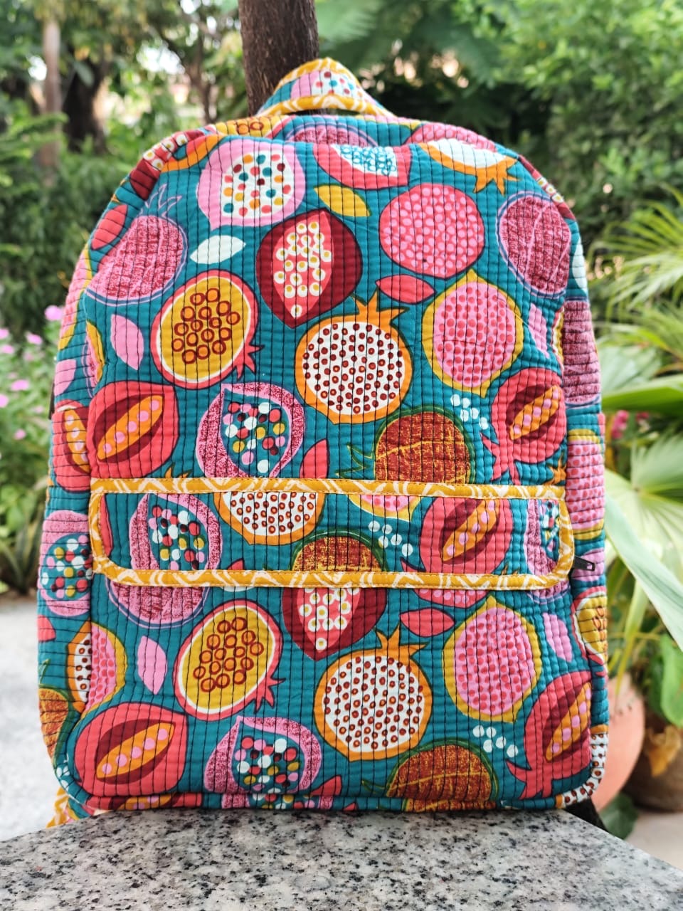 Juicy Handblock Quilted Backpack – Lightweight & Stylish Bag