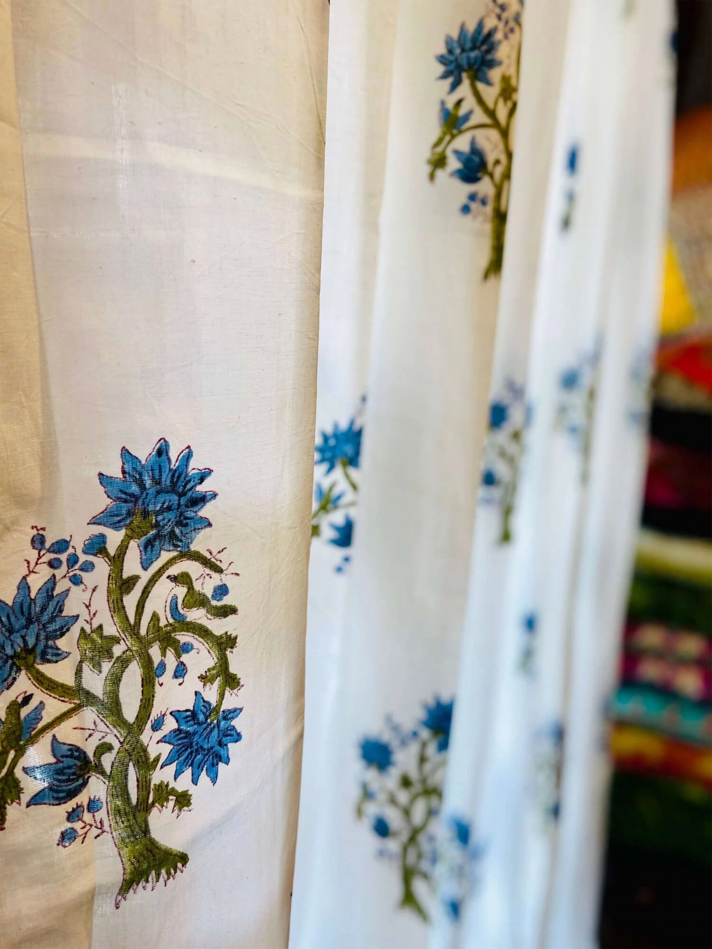 Block Print Curtain – Cornflower Blue