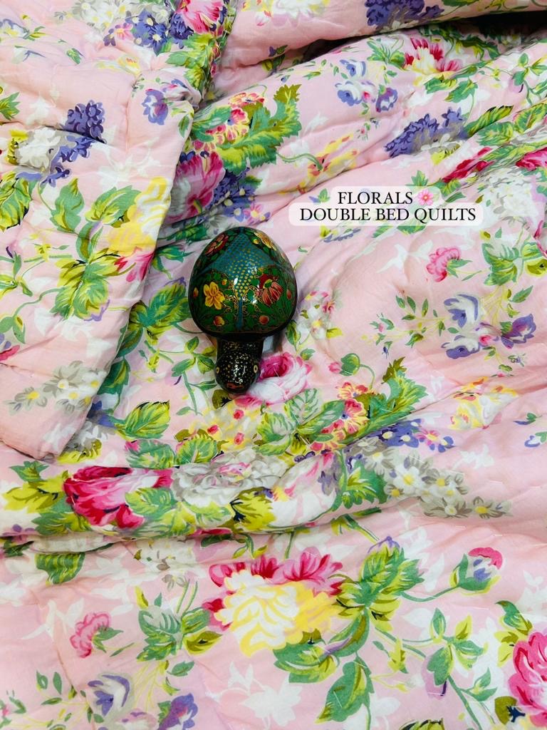 Floral Collection - Matching Double Bed Quilt & Bedsheet Set