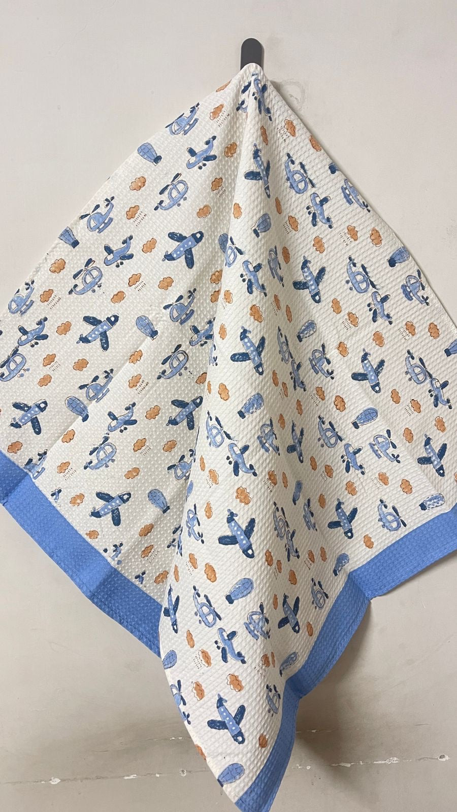Hand Block Printed Kids Aeroplane Bath Towel – Soft & Quick-Drying