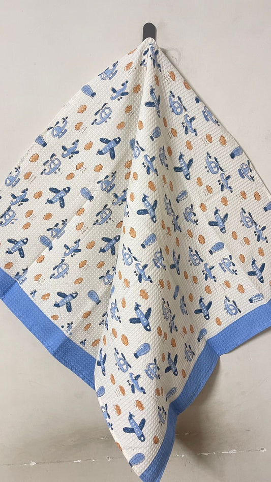 Hand Block Printed Kids Aeroplane Bath Towel – Soft & Quick-Drying
