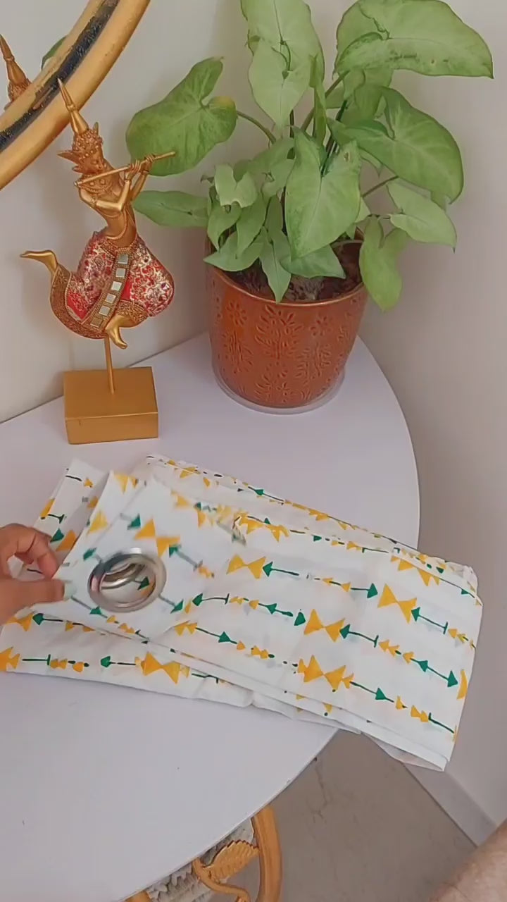 Block Print Yellow Curtain