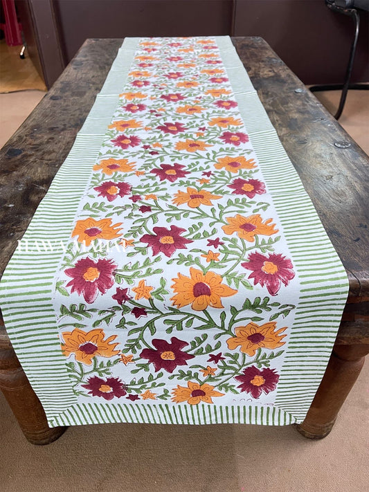 Hand Block Printed Canvas Table Runner – 13x72 inches