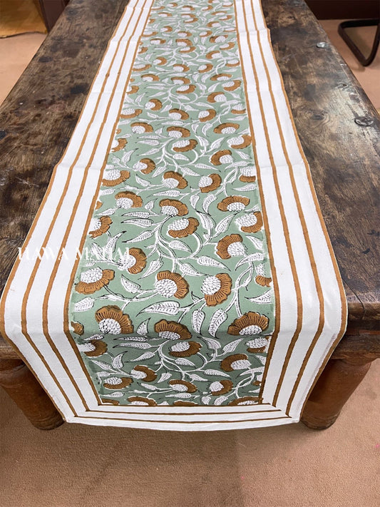 Hand Block Printed Canvas Table Runner – 13x72 inches