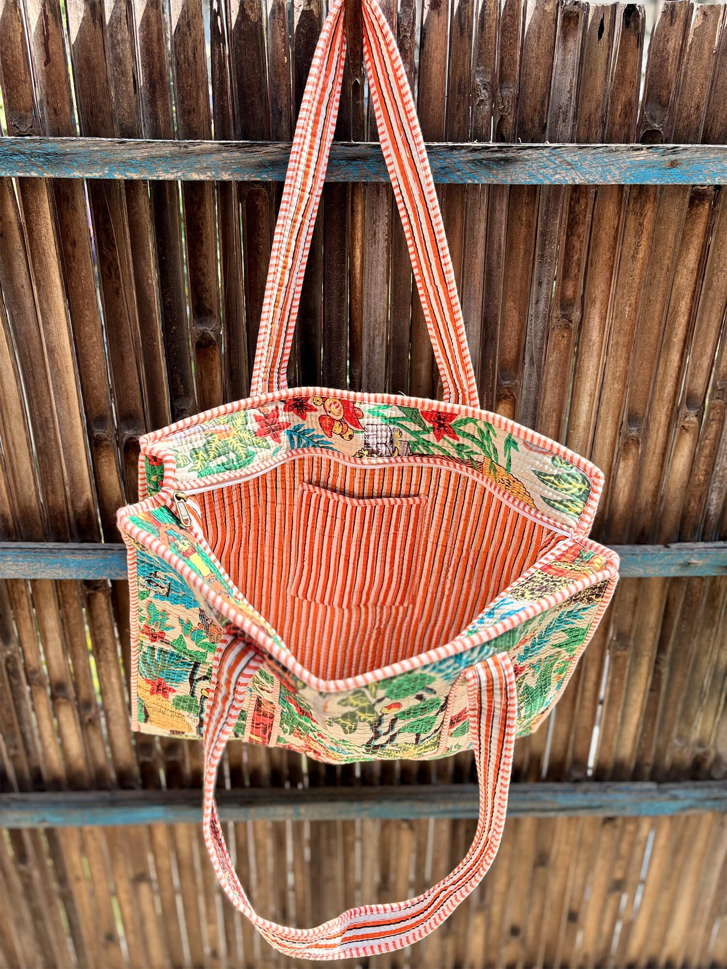 Hand Block Printed Quilted Tote Bag