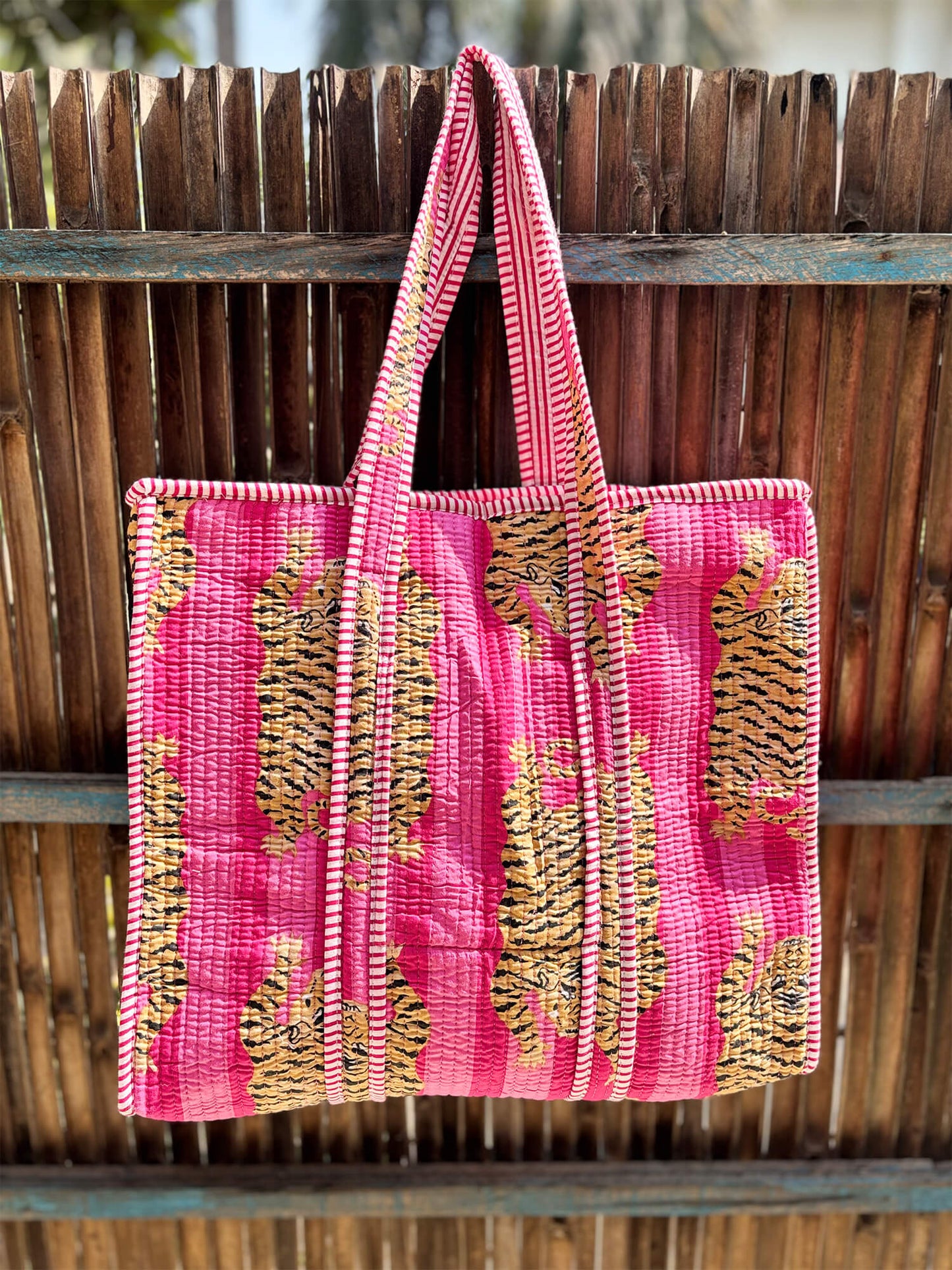 Hand Block Printed Quilted Tote Bag