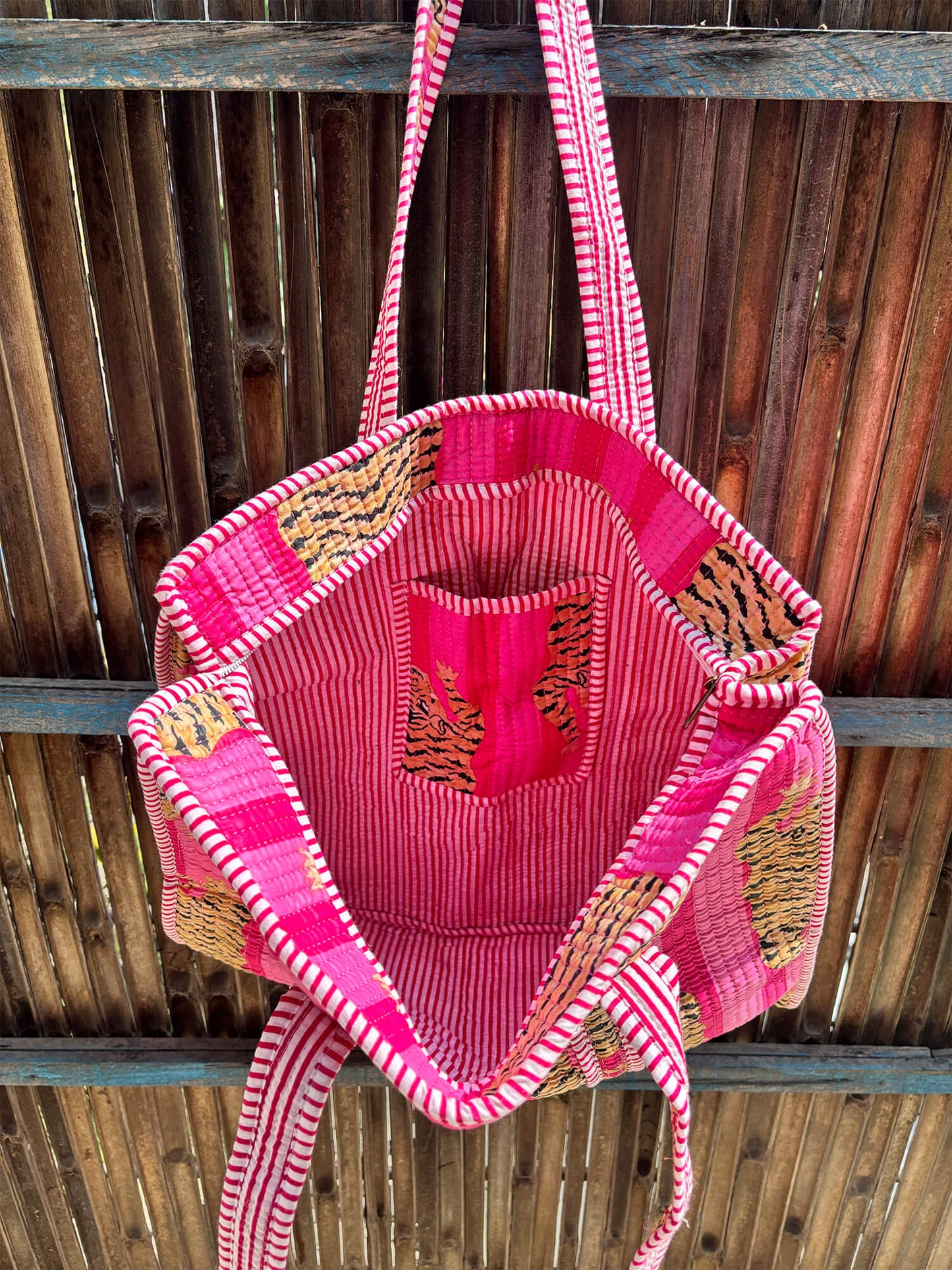 Hand Block Printed Quilted Tote Bag